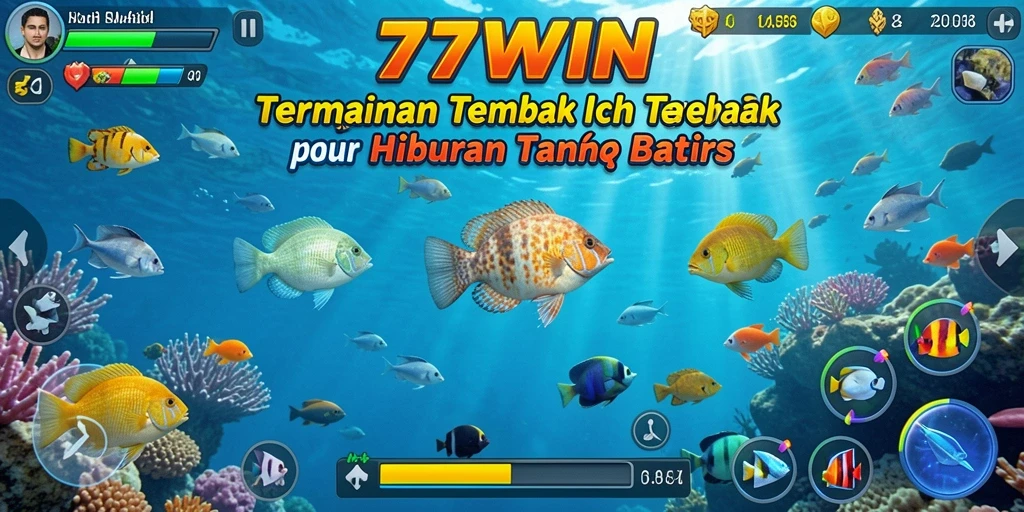 Tangkapan layar utama menunjukkan aksi seru menembak ikan di 77WIN.