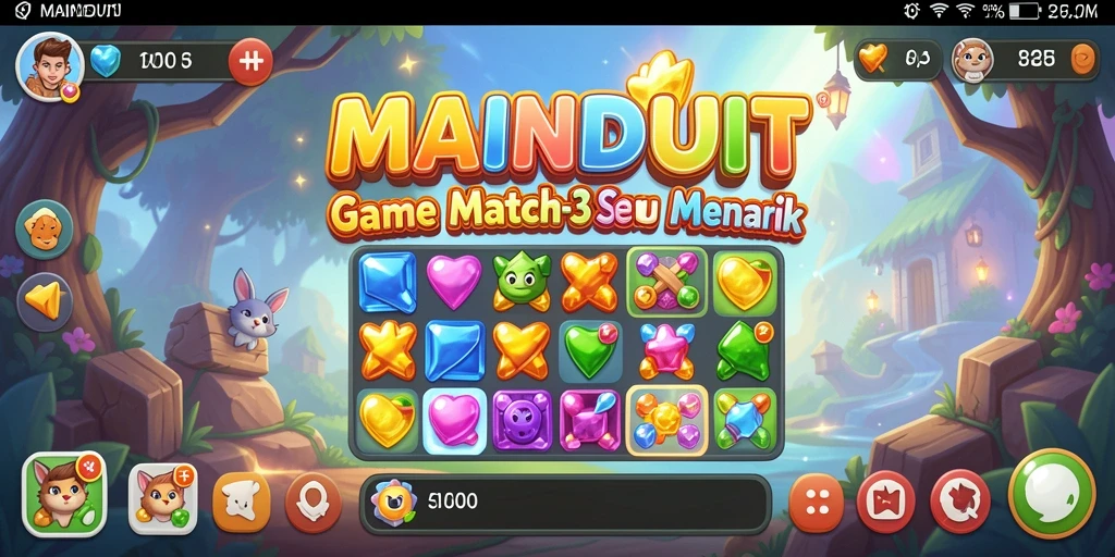 Tampilan seru gameplay MAINDUIT dalam aksi Match-3.