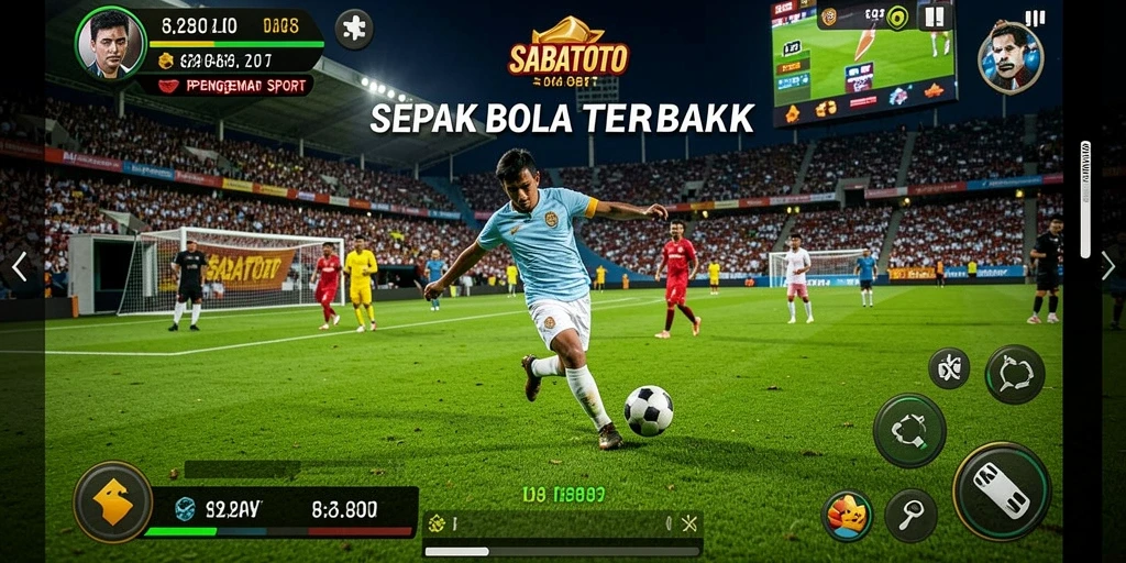 Tangkapan layar dari gameplay seru SABATOTO yang menampilkan aksi sepak bola.