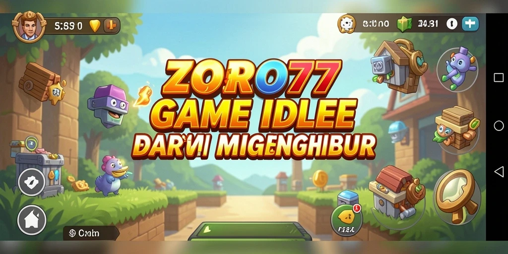 Tampilan gameplay ZORO77 dengan karakter yang bertarung secara otomatis.
